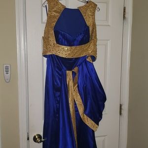 Custom Royal Blue and Gold Middle Eastern Dress